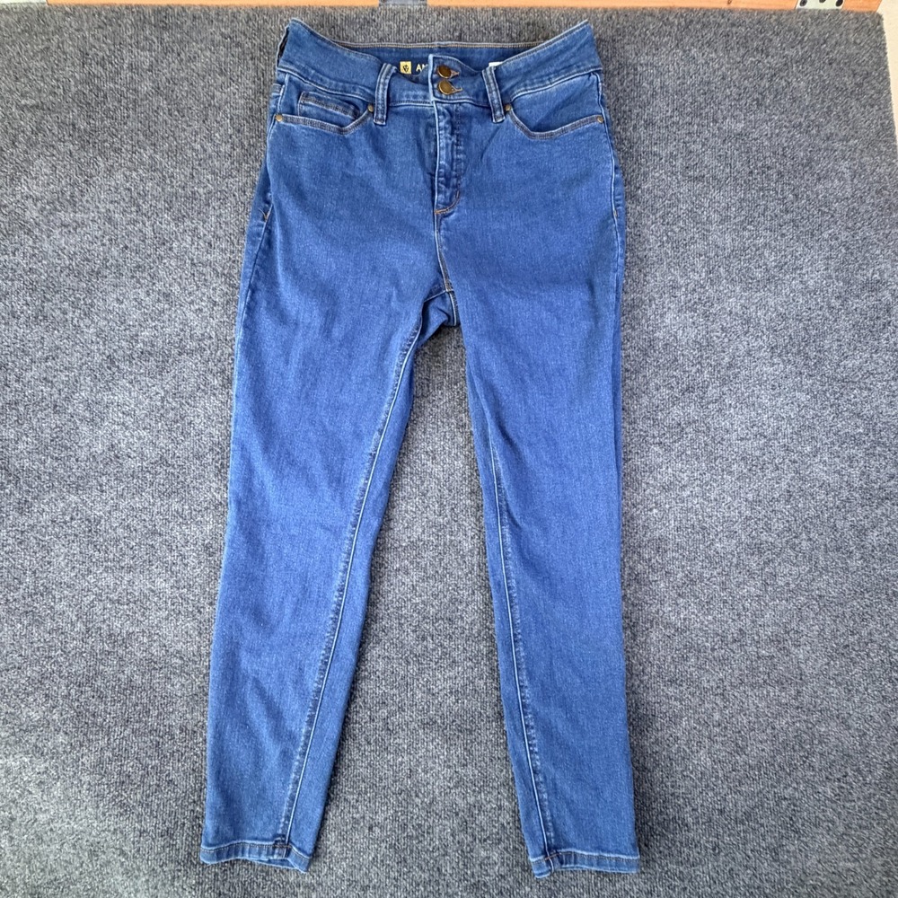Anne Klein Ankle Jeans Womens 31x28 Blue Cotton Stretch High Rise Skinny‎ Leg